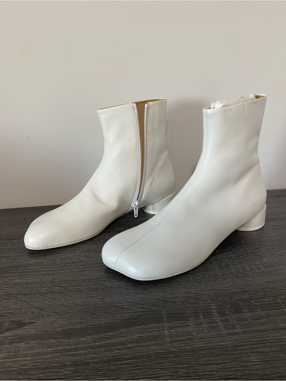 Maison Martin Margiela White Leather Ankle Booties